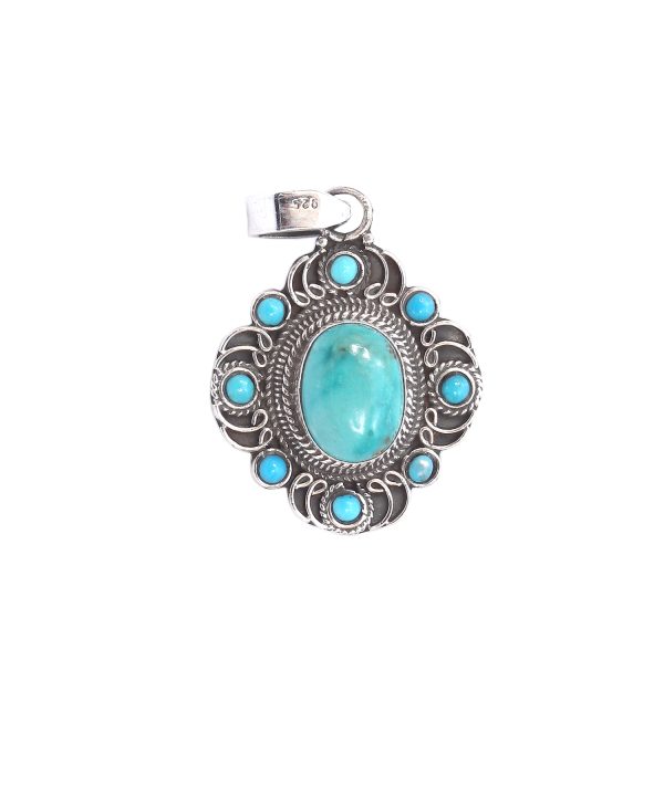 Turquoise Stone Silver Pendant
