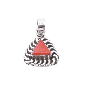 Coral Stone Silver Pendant