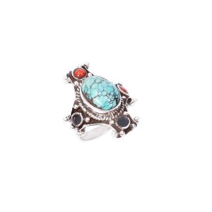 Coral and Turquoise Ring