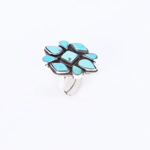 Turquoise Floral Silver Ring