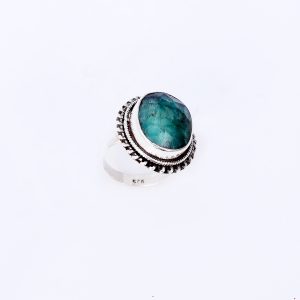 Emerald Oval Silver Ring