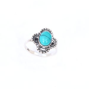 Turquoise Cabochon Oval Silver Ring